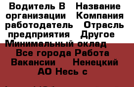 Водитель В › Название организации ­ Компания-работодатель › Отрасль предприятия ­ Другое › Минимальный оклад ­ 1 - Все города Работа » Вакансии   . Ненецкий АО,Несь с.